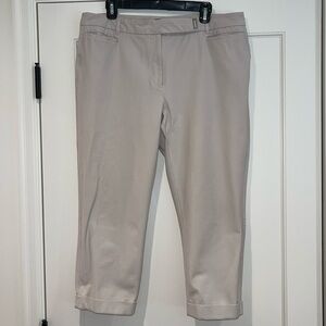 White House Black Market The Slim Crop Pants size 14 light beige